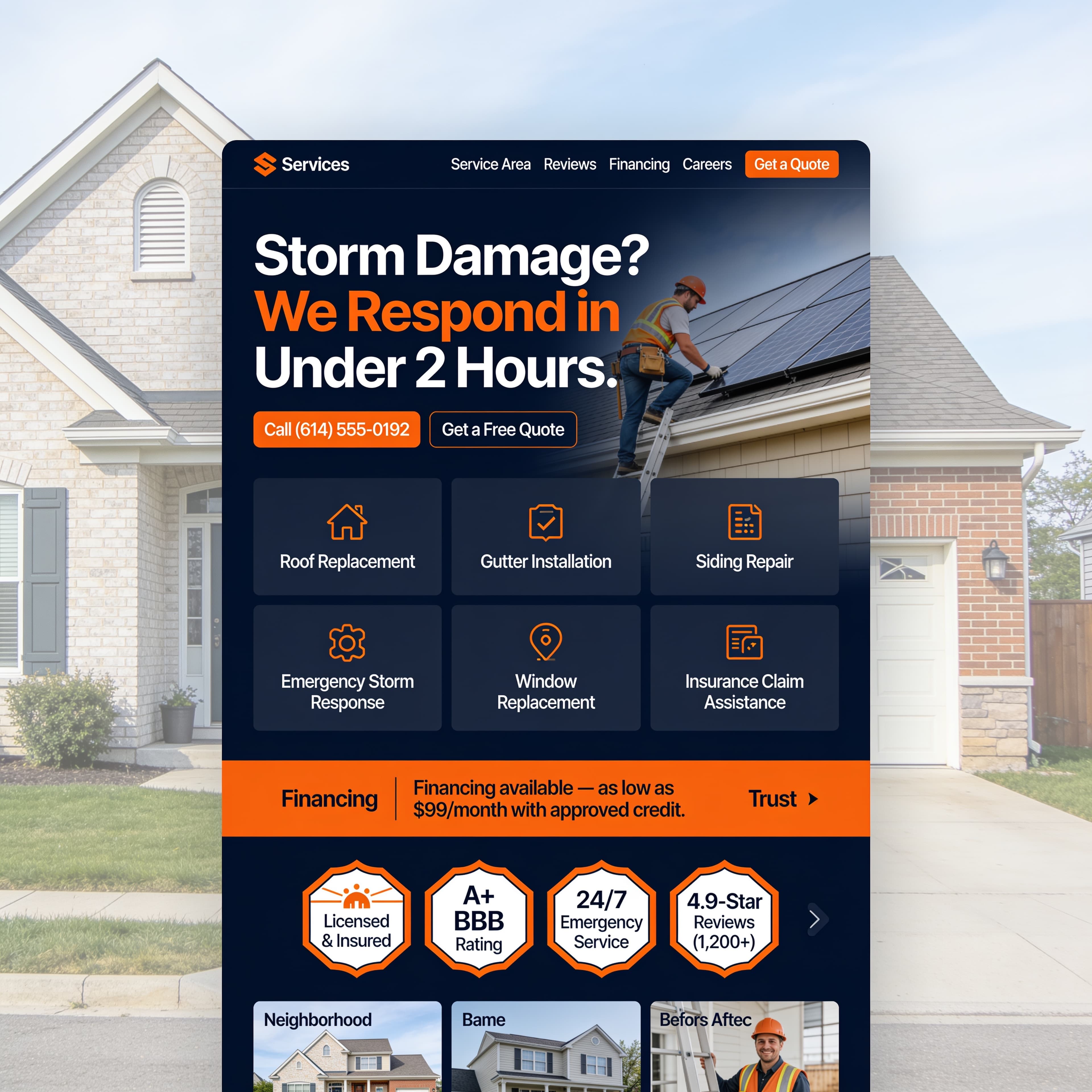 Home Services website mockup