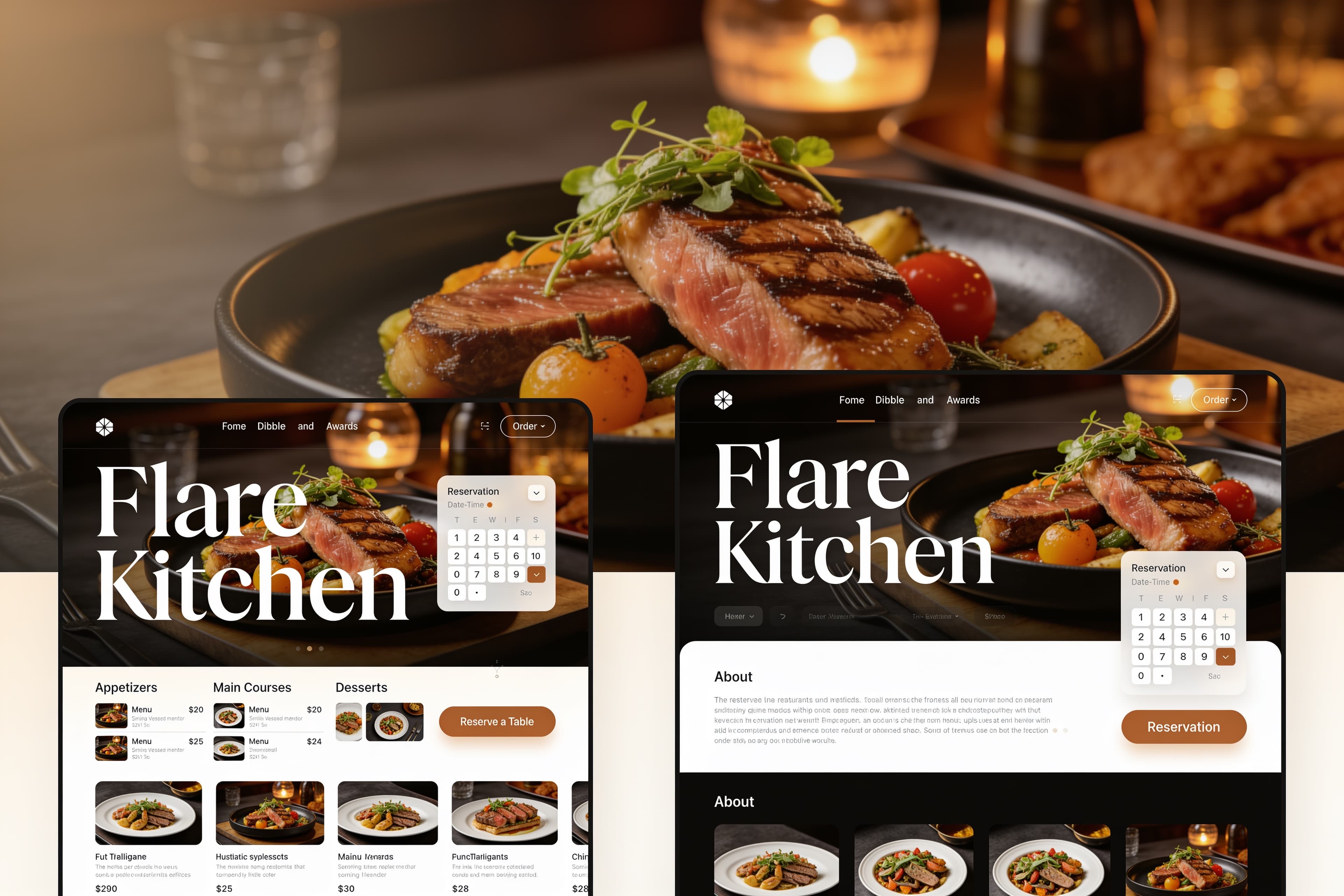 Restaurant Menu website mockup