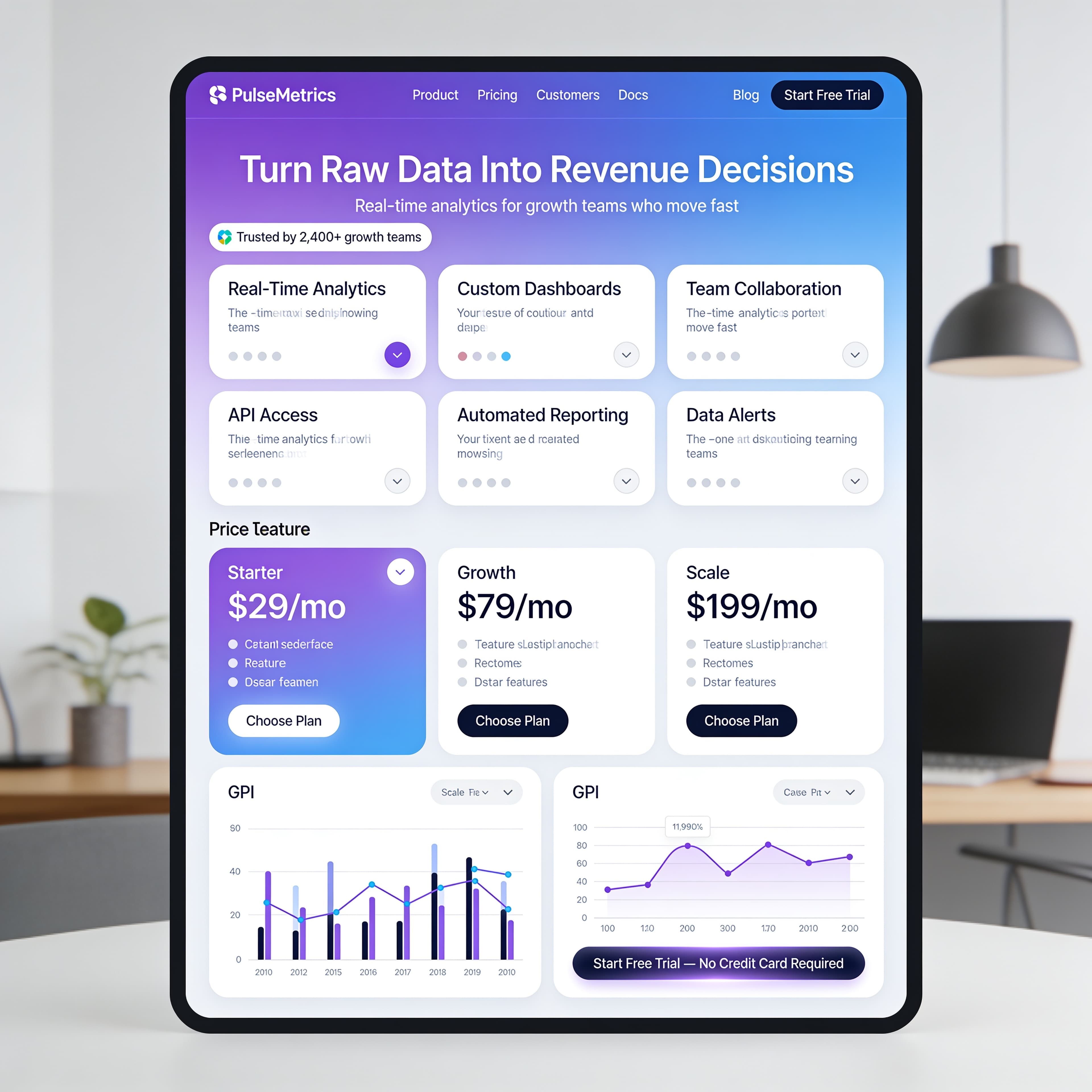 Pulse Metrics website mockup